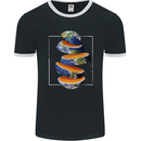 Our Orange Planet Earth One Glass Only Mens Ringer T-Shirt FotL Black/White