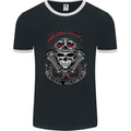 Biker Metallurgy Motorbike Motorcycle Skull Mens Ringer T-Shirt FotL Black/White