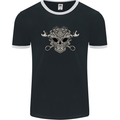 Mechanic Engine Skull Mens Ringer T-Shirt FotL Black/White