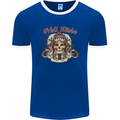 Hell Riders Motorcycle Motorbike Biker Mens Ringer T-Shirt FotL Royal Blue/White