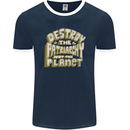 Destroy Patriarchy Not the Planet Climate Change Mens Ringer T-Shirt FotL Navy Blue/White