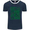 Eat Drink & Be Irish Funny St Patricks Day Mens Ringer T-Shirt FotL Navy Blue/White