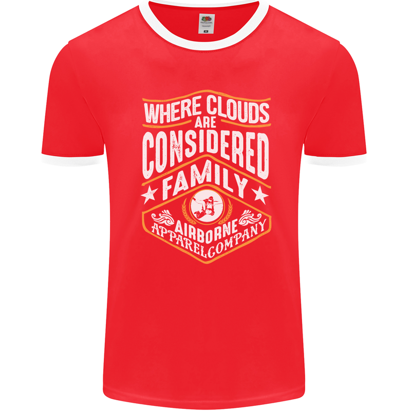 Skydiving Clouds Are Family Skydiver Mens Ringer T-Shirt FotL Red/White