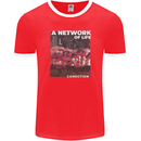 Mushrooms A Network of Life Mycology Mens Ringer T-Shirt FotL Red/White