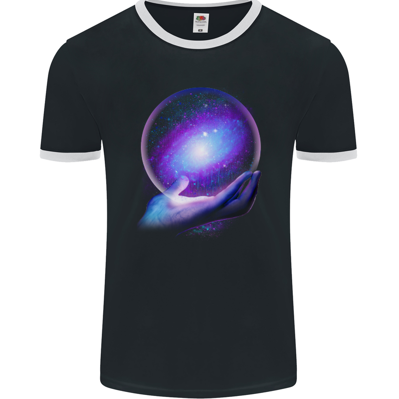 My Universe Planets Astronomy Space Galaxy Mens Ringer T-Shirt FotL Black/White