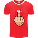 Bah Humbug Finger Flip Funny Christmas Rude Mens Ringer T-Shirt FotL Red/White