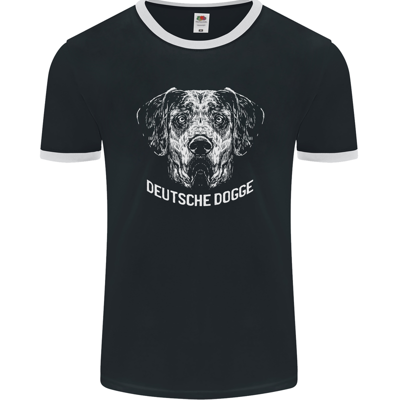 Deutsche Dogge Great Dane Dog Mens Ringer T-Shirt FotL Black/White