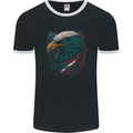 Artistic American Bald Eagle in Stars & Stripes Mens Ringer T-Shirt FotL Black/White