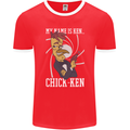 Funny Chicken Spy Parody Mens Ringer T-Shirt FotL Red/White