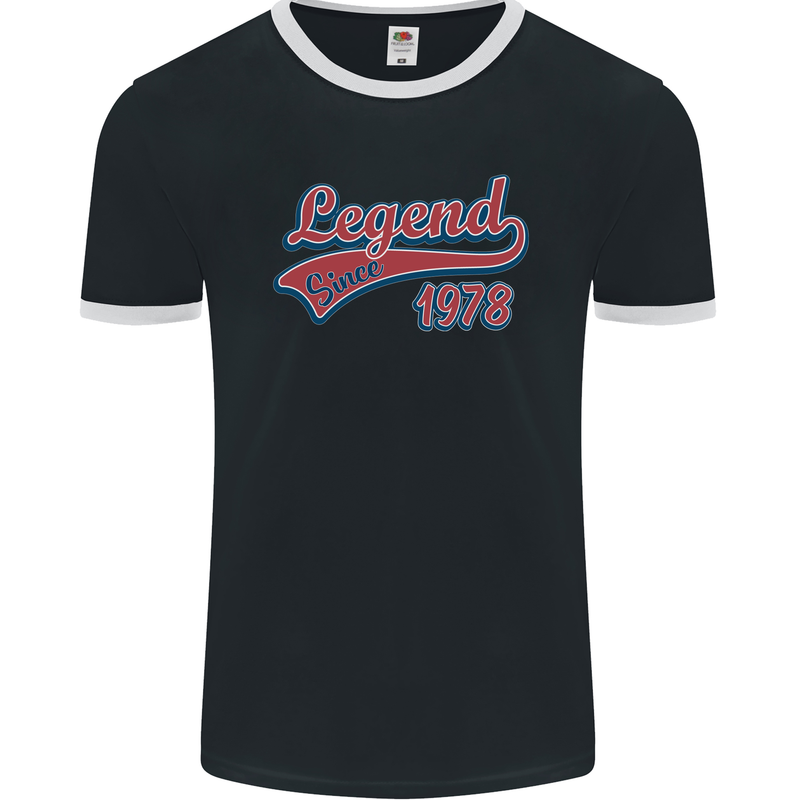 Legend Since 45th Birthday 1978 Mens Ringer T-Shirt FotL Black/White