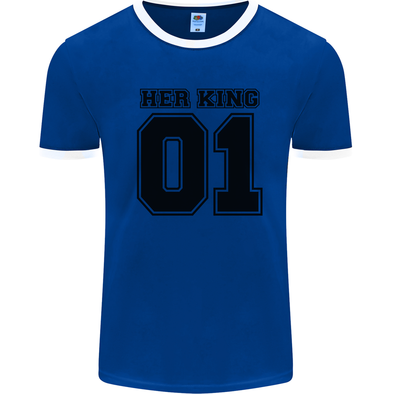 Her King Funny Valentines Day Mens Ringer T-Shirt Royal Blue/White