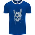 Rock n Roll Music Salute Skull Biker Gothic Mens Ringer T-Shirt FotL Royal Blue/White