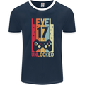 17th Birthday 17 Year Old Level Up Gamming Mens Ringer T-Shirt FotL Navy Blue/White