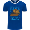 Worlds Best Papa Bear Fathers Day Mens Ringer T-Shirt FotL Royal Blue/White