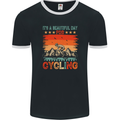 Cycling Day Funny Cyclist Bicycle MTB Bike Mens Ringer T-Shirt FotL Black/White