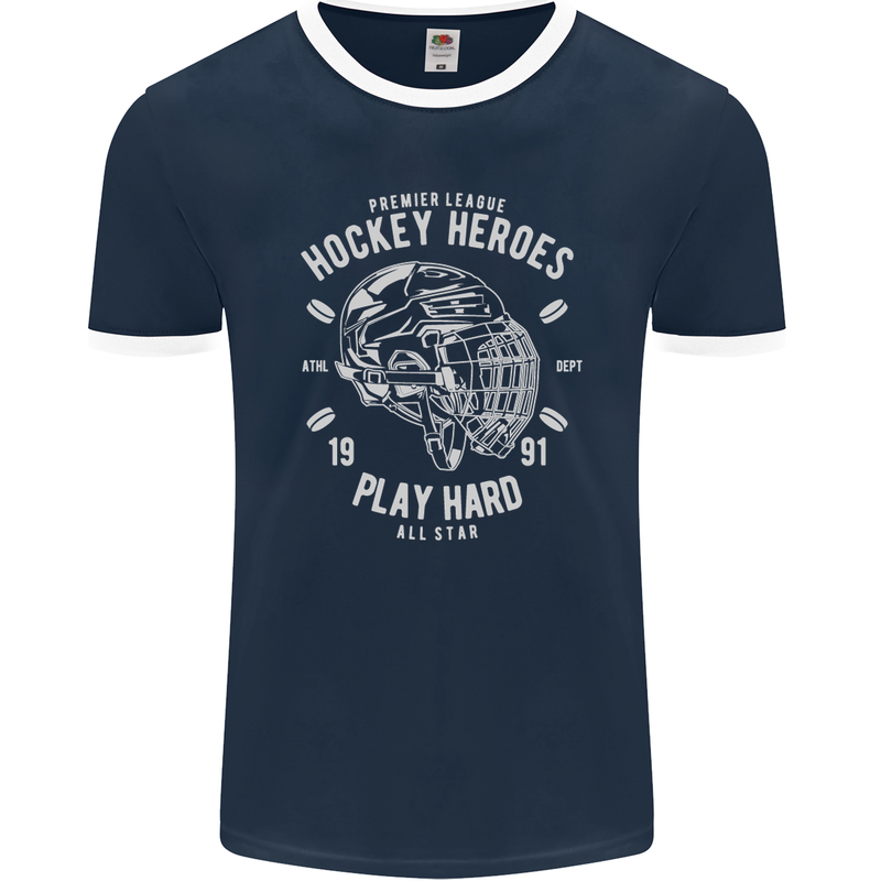 Hockey Heroes Street Ice Mens Ringer T-Shirt FotL Navy Blue/White