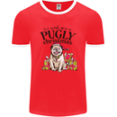 We Wish You a Pugly Christmas Funny Pug Mens Ringer T-Shirt FotL Red/White