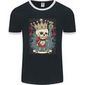 A Vintage Style Skeleton Retro King Skull Mens Ringer T-Shirt FotL Black/White