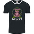 Lucipurr Demonic Hail Satan Cat Evil Mens Ringer T-Shirt FotL Black/White