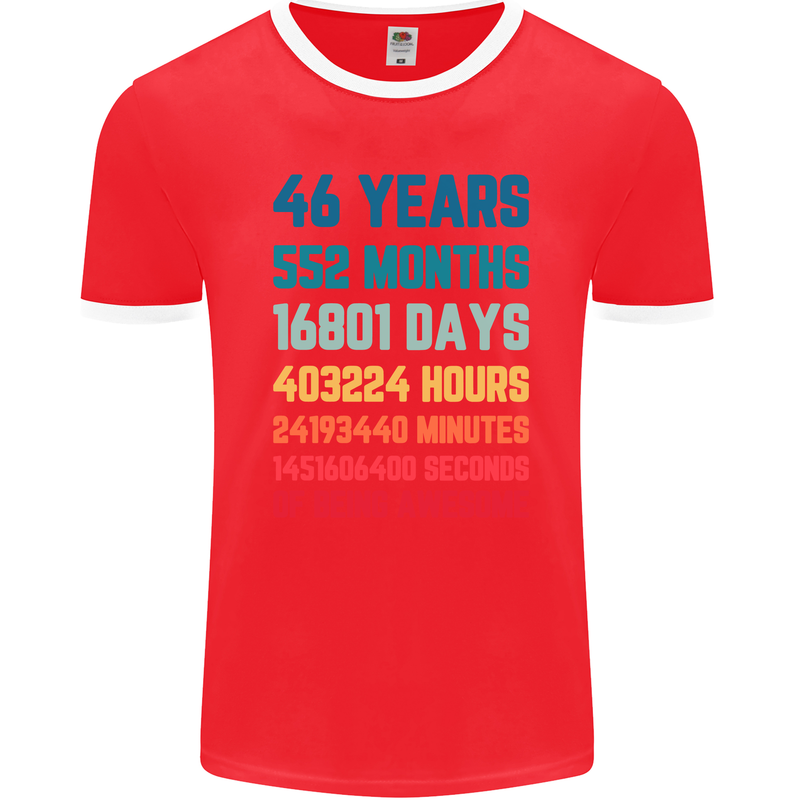 46th Birthday 46 Year Old Mens Ringer T-Shirt FotL Red/White