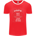 Father's Day No 1 Papa Man Myth Legend Mens Ringer T-Shirt FotL Red/White