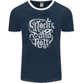 Rock and Roll Guitar Music Mens Ringer T-Shirt FotL Navy Blue/White