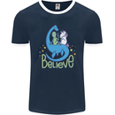 Believe in Dragons Unicorns Aliens Funny Mens Ringer T-Shirt FotL Navy Blue/White