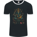 Ganesha Hindu God Ganapati Elephant Mens Ringer T-Shirt FotL Black/White