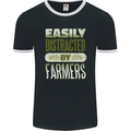 Easily Distracted Farmers Farming Mens Ringer T-Shirt FotL Black/White