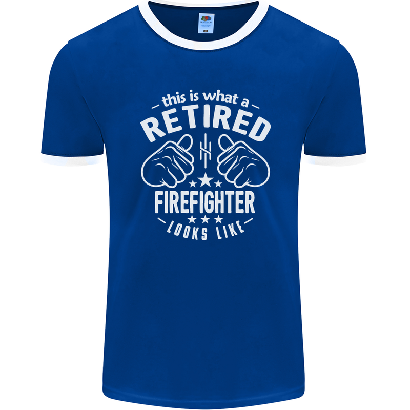 This Is What a Retired Firefighter Looks Like Mens Ringer T-Shirt FotL Royal Blue/White