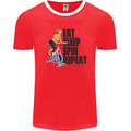 Spinning Eat Sleep Spin Repeat Cycling Mens Ringer T-Shirt FotL Red/White