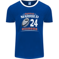 24 Year Wedding Anniversary 24th Rugby Mens Ringer T-Shirt FotL Royal Blue/White