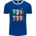 St Patricks Day Beer USA Irish American Mens Ringer T-Shirt FotL Royal Blue/White