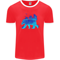 A Blue Flame Grizzly Bear Mens Ringer T-Shirt FotL Red/White