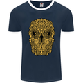 Ethnic Skull Gothic Tribal Demon Mens Ringer T-Shirt FotL Navy Blue/White