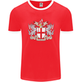 London Coat of Arms St Georges Day England Mens Ringer T-Shirt FotL Red/White