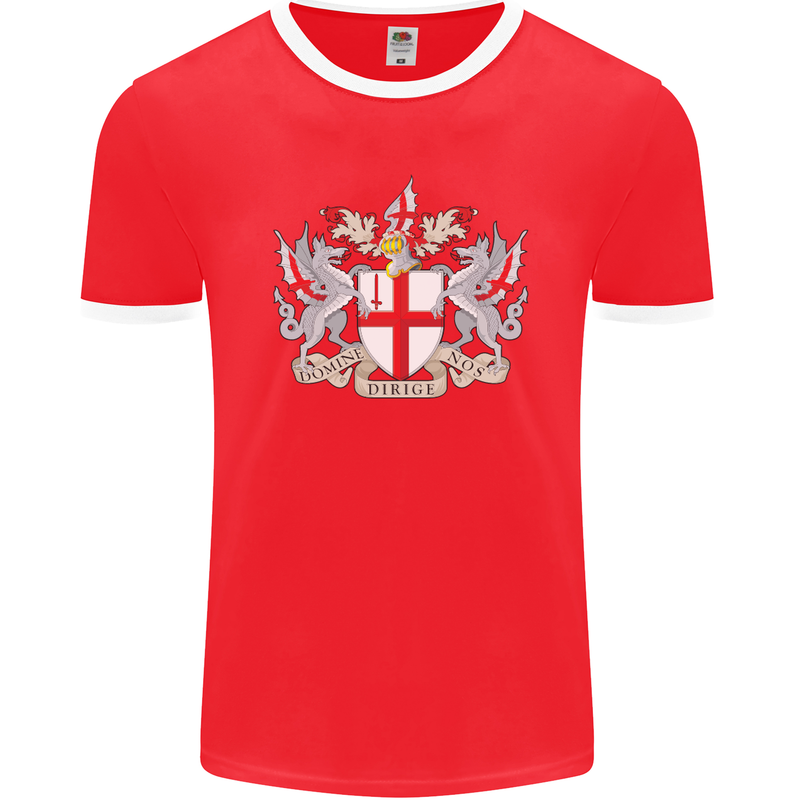 London Coat of Arms St Georges Day England Mens Ringer T-Shirt FotL Red/White