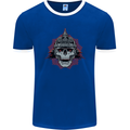 Pickelhaube Skull Prussian Helmet Biker Mens Ringer T-Shirt FotL Royal Blue/White