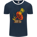 Earth Song Gramophone Music DJ DJing Mens Ringer T-Shirt FotL Navy Blue/White