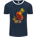 Earth Song Gramophone Music DJ DJing Mens Ringer T-Shirt FotL Navy Blue/White