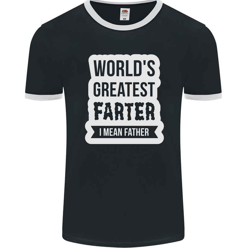 Fathers Day Farter Funny Flatulence Fart Mens Ringer T-Shirt FotL Black/White