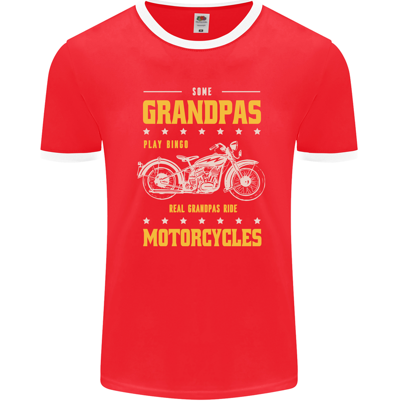 Some Grandpas Funny Biker Motorcycle Bike Mens Ringer T-Shirt FotL Red/White