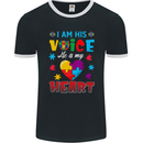 I Am His Voice He My Heart Autism Autistic Mens Ringer T-Shirt FotL Black/White