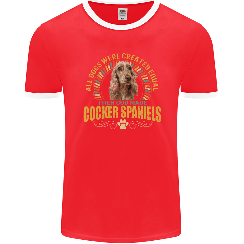 A Cocker Spaniel Dog Mens Ringer T-Shirt FotL Red/White