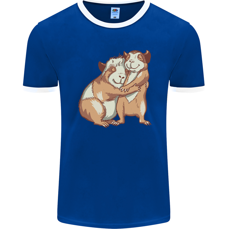 Guinea Pigs Hugging Mens Ringer T-Shirt FotL Royal Blue/White