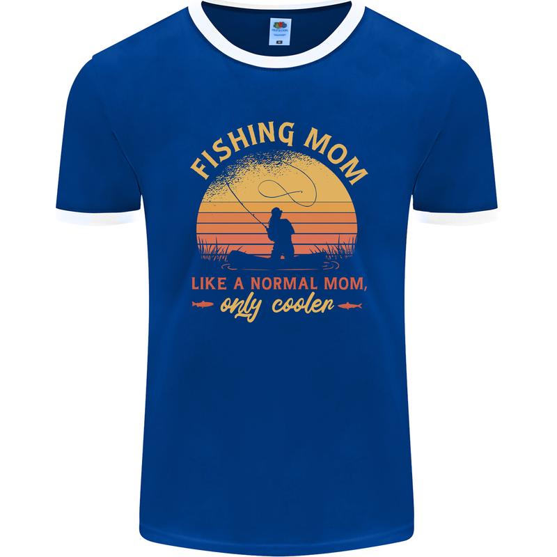 Fishing Mom Like a Normal but Cooler Mens Ringer T-Shirt FotL Royal Blue/White