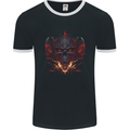 An Evil Flame Skull Biker Fantasy Heavy Metal Mens Ringer T-Shirt FotL Black/White