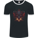 An Evil Flame Skull Biker Fantasy Heavy Metal Mens Ringer T-Shirt FotL Black/White