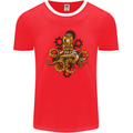 Steampunk Octopus Scuba Diving Cthulhu Mens Ringer T-Shirt Red/White