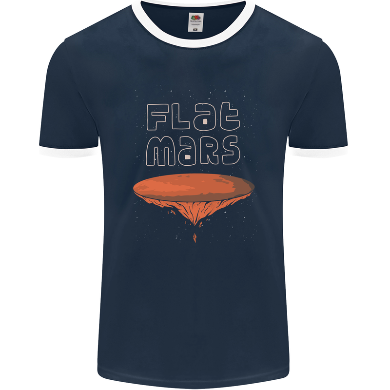 Flat Planet Mars Mens Ringer T-Shirt FotL Navy Blue/White